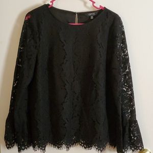 Isaac Mizrahi IMNYC Sz M Black Lace top